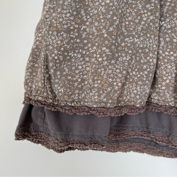 TAUPE Floral Miniskirt Ditsy Floral Fairy Grunge Whimsical Size 6 edc by Espirt - Picture 7 of 10